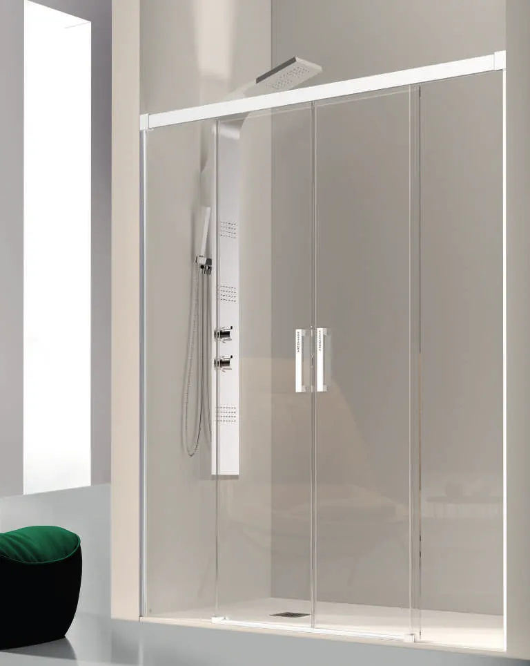 Glasé — Frente de ducha 2 fijos + 2 puertas correderas 6 mm