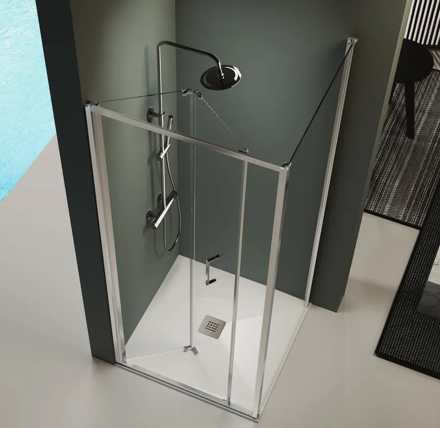 Prisma — Frente de ducha puerta plegable (mampara para espacios reducidos)