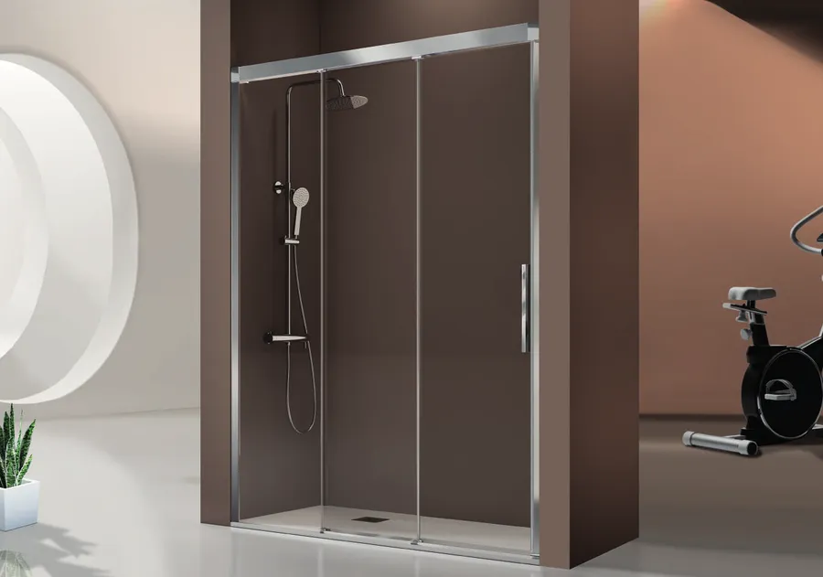 Fénix — Frente de ducha fijo + 2 puertas correderas 6 mm