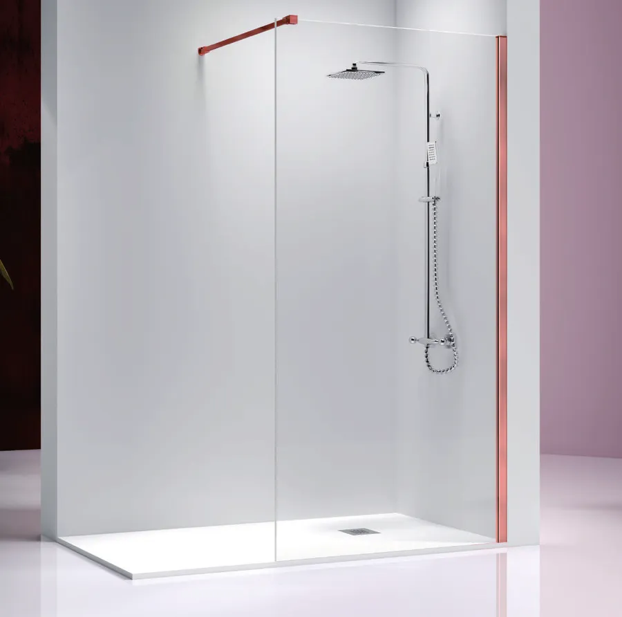 Fresh — Panel fijo de ducha Fresh Oro Rosa (barra de sujeción articulada Acero Oro Rosa 100 cm)