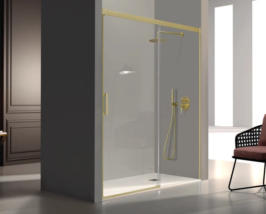 Glasé — Frente de ducha fijo + puerta corredera