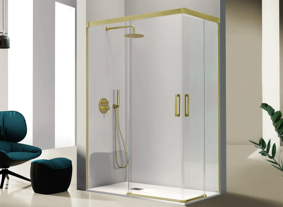 Glasé — Angular de ducha 2 fijos + 2 puertas correderas 6 mm