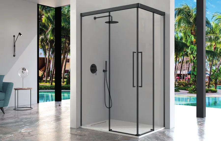 Pavía — Angular de ducha 2 fijos + 2 puertas correderas