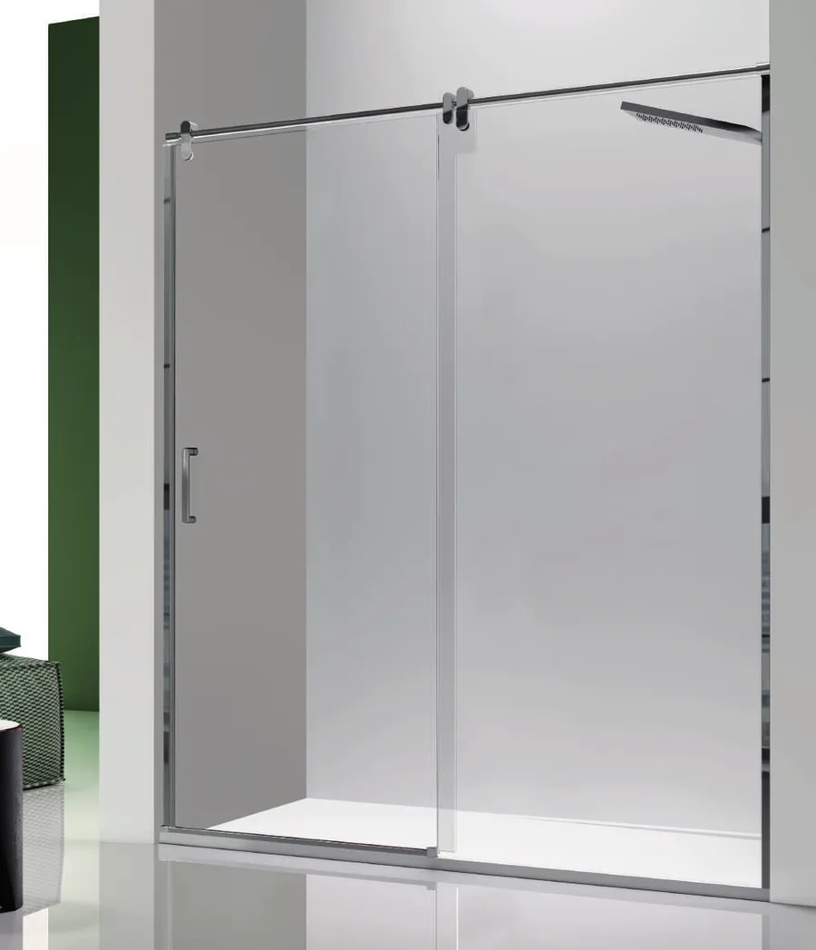 Slim — Frente de ducha fijo + puerta corredera (medidas estándar hasta 166 cm)